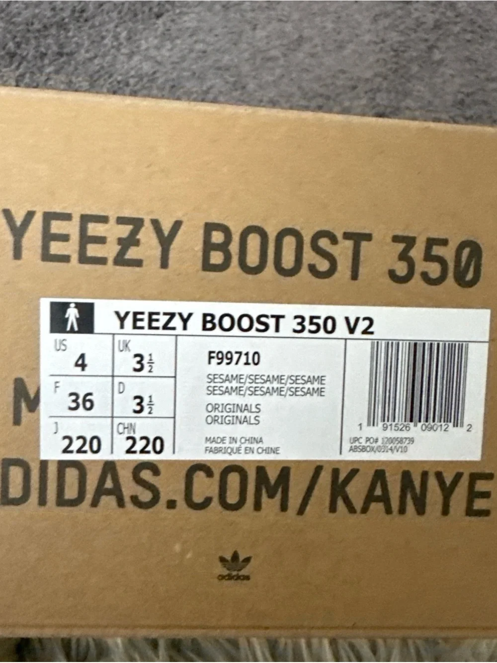 adidas Kids Yeezy Boost 350 V2 - Light Taupe